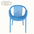 Wholesale good quality woven style hollow reading chair plastic orange leisure PP furniture with arm